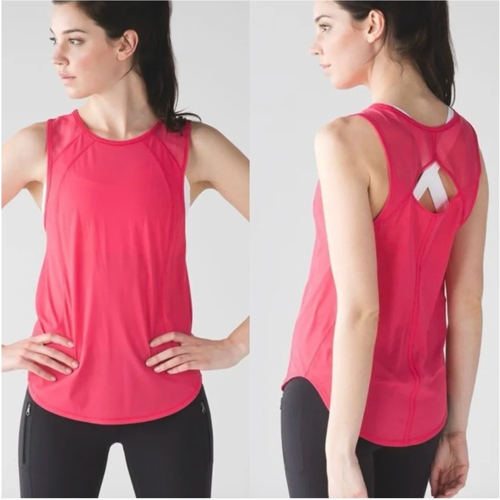 Lululemon Sculpt Tank Boom Juice Pink Open Back Mesh Running Top Approx Size 10